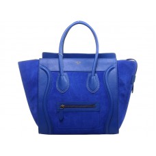 Celine Luggage Medium Tote z telecí kůže modré/semišové barvy