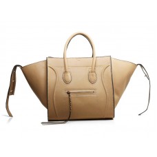 Celine Luggage Phantom Square Tote Bag béžová s černým lemováním