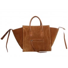 Celine Luggage Phantom Square Tote Bag Semišová kožená taška Camel
