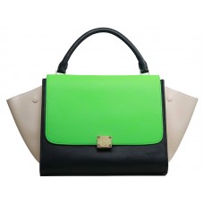 Celine Trapeze ramenní taška Multicolor Calfskin Green/Black/Blue
