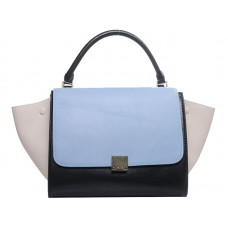 Celine Trapeze ramenní taška Multicolor z telecí kůže světle modrá/černá/krémová