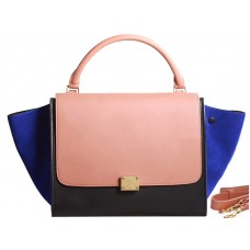 Celine Trapeze ramenní taška Multicolor z telecí kůže růžová/černá/semišová modrá