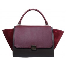 Celine Trapeze ramenní taška Multicolor z telecí kůže vínová/hnědá/vínová