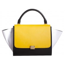 Celine Trapeze ramenní taška Multicolor Telecí kůže Žlutá/Černá/Bílá
