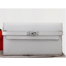 Hermes Epsom Original Calfskin Kelly Dlouhá Peněženka Bílá