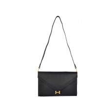 Hermes Pilot Envelope Clutch černá se zlatým hardwarem