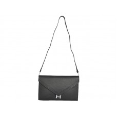 Hermes Pilot Envelope Clutch černá se stříbrným hardwarem
