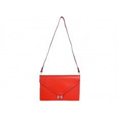 Hermes Pilot Envelope Clutch červená se stříbrným hardwarem