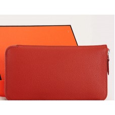 Hermes Zip Peněženka Originální Epsom Telecí Kůže Hnědá