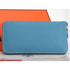 Hermes Zip Wallet Original Leather Clear Blue