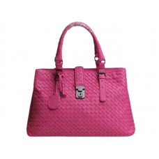 Kožená kabelka Bottega Veneta Roma Intrecciato Hot Pink