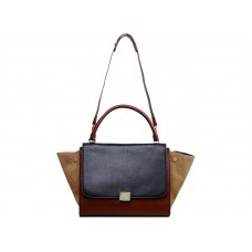 Celine Trapeze ramenní taška Multicolor Telecí kůže Černá / Víno/Hnědá