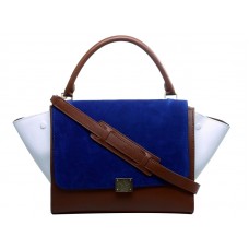 Celine Trapeze ramenní taška Multicolor z telecí kůže modrá/hnědá/bílá