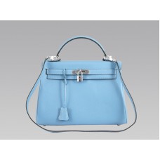 Hermes Kelly 32cm Togo kožené džíny Clemence Blue