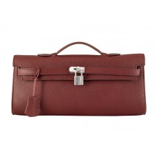 Hermes Kelly Pochette Longue Purpurově červená