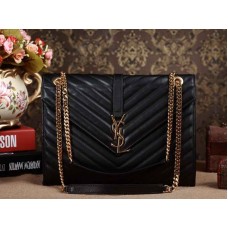 Klasická velká monogramová brašna Yves Saint Laurent v černé jehněčí kůži Matelasse