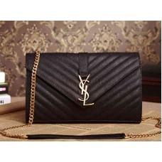 YSL Střední monogramová brašna z černé, pudrové textury z prošívané kůže