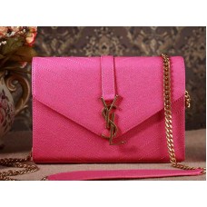 Rtěnka YSL Small Monogram Satchel s fuchsiovou texturou Matelasse z kůže