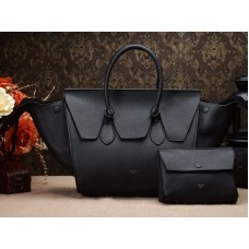 Celibes kabelka s horní rukojetí Tie Nano z kůže, černá