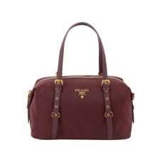 Prada Tessuto Bauletto Satchel ramenní taška vínová
