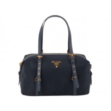 Taška přes rameno Prada Tessuto Bauletto Satchel tmavě modrá