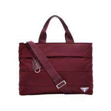 Prada Tessuto Tote Bag Burgundsko