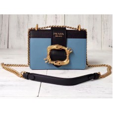 Modrá kabelka Prada Cahier