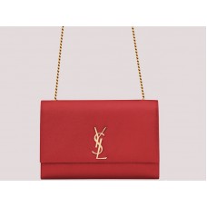 Velká kabelka Saint Laurent Ysl Kate s řetízkem, červená H-yslshsg073330md4