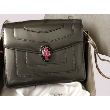 Bvlgari Klapkový kryt Serpenti Forever 20cm Metalická telecí kůže Tmavě šedá