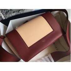 Celine Střední Taška přes rameno Calskin Burgundy A Camel