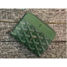 Malá peněženka Goyard Chevron se zipem v zelené barvě