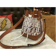 Fendi Mon Trezor Průhledné kožené kbelíkové bílé f0812