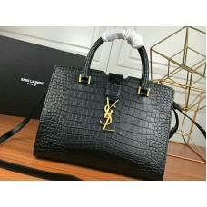 Saint Laurent Cabas Ysl Small z hladké kůže, černá