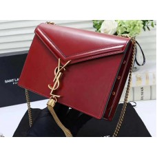 Kabelka s monogramem Saint Laurent Cassandra s přezkou, telecí kůže, červená