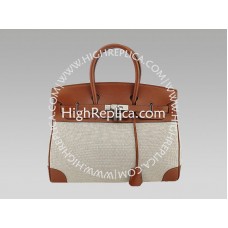 Hermes Birkin 35 cm Toile a Togo kůže hnědá