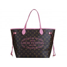 Louis Vuitton 2013 Monogram Neverfull Gm růžový velur