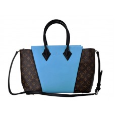 Louis Vuitton W kabelka s monogramem a kůží PM modrá