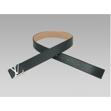 Louis Vuitton Initials černý kožený opasek se stříbrnou sponou