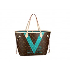 Louis Vuitton Monogram V Neverfull Mm Tyrkysová