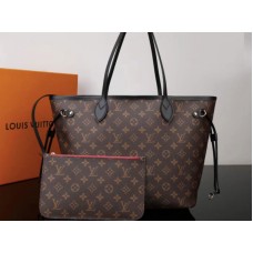 Louis Vuitton Monogram Canvas Neverfull Mm s černým koženým lemováním