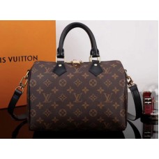 Louis Vuitton Monogram Canvas Speedy Bandouliere 25 s černým koženým lemováním