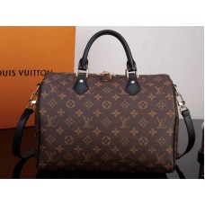 Louis Vuitton Monogram Canvas Speedy Bandouliere 30 s černým koženým lemováním