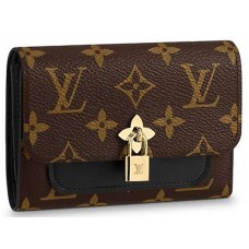 Plátěná kompaktní peněženka Louis Vuitton Monogram Flower, černá, m62578