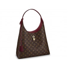 Plátěná kabelka Louis Vuitton Flower Hobo s monogramem, vínová, m43547