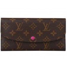 Peněženka Louis Vuitton Emilie s monogramem a plátěným potiskem růžová m41943