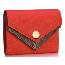 Kožená kompaktní peněženka Louis Vuitton Monogram Taurillon s dvojitým V Rubis m64419