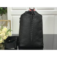 Louis Vuitton Monogram Shadow Chalk Sling Bag Black m90472