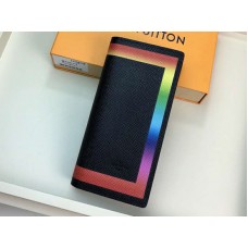 Kožená peněženka Louis Vuitton Taiga Brazza s barevným lemováním, černá m32572