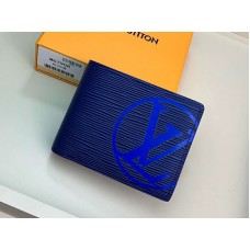 Kožená peněženka Louis Vuitton Epi M67907 s více logy, modrá